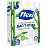 Flexi 3 Katlı Bambu Özlü Kağıt Havlu 16 Rulo Ekstra Dayanıklı ve Yüksek Emicilik