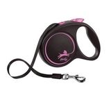 Flexi Black Design Otomatik Pembe Şerit Köpek Gezdirme Tasması Small 5 Metre