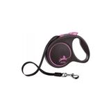 Flexi Black Design Pembe Large 5 m Şerit Otomatik Köpek Gezdirme Tasması