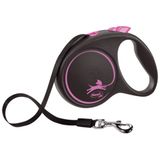 Flexi Black Design Şerit Otomatik Pembe Siyah 5 mt Small Köpek Gezdirme Tasması