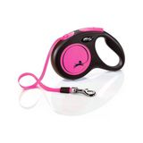 Flexi Neon Reflektörlü 5M Şerit Medium Pembe Otomatik Kedi Köpek Gezdirme Tasması