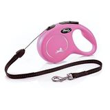 FLEXI® Yeni Klasik Geri Çekilebilir Köpek Tasma (Kordon), Ergonomik, Dayanıklı ve Dolaşmayan Evcil Hayvan Yürüyüş Tasma 26 lbs'ye Kadar Köpekler için, 16 ft, Küçük, Pembe