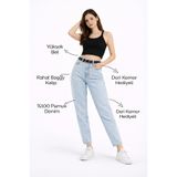 FlexiFit Yüksek Bel Kar Yıkama Baggy Jean Kot Pantolon - Deri Kemer Hediyeli