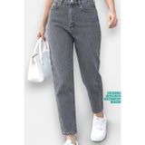 FlexiFit Yüksek Bel Mom Boyfriend Kadın Jean Pantolon | Rahat Kalıp | Denim | AÇIK GRİ