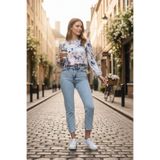 FlexiFit Yüksek Bel Mom Boyfriend Kadın Jean Pantolon | Rahat Kalıp | Denim | Kar Yıkama