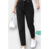 FlexiFit Yüksek Bel Mom Boyfriend Kadın Jean Pantolon | Rahat Kalıp | Denim | SİYAH