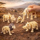 Flexilab Creative Eklemli Hayvan Iskeleti 6'lı Oyuncak Seti - Fil, Aslan, Zürafa, Gergedan, Su Aygırı, Şempanze - Eğitici 3D Tasarım Oyuncak Koleksiyonluk ve Hediyelik - Hayvan Seti