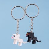 Flexilab Creative Minecraft Kedi Anahtarlık Seti - Siyah ve Beyaz 3D Mini Figür – Ikili Sevimli Anahtarlık - Siyah - Beyaz