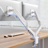 Flexispot Çift Monitör Kolu, 9 kg'a kadar 17-32 inç Monitör Montajı, Ev Ofis Oyunları için Hızlı Kurulum VESA Montajı, C-Kelepçe ve Gromet Tabanlı Tam Ayarlanabilir Gaz Yayı, Beyaz