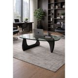 FLEXON Modern Elips Asimetrik Orta Sehpa ◆ Geometrik Tasarım ◆ Cam Yüzey ◆ Siyah Model