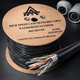 Flextail An305 Cat6 Ftp Outdoor Dış Mekan Ip Kamera Kablosu 305 Metre Pe Ceket Folyolu Poe İnternet Kablosu Siyah