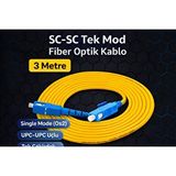 Flextail Fiber Optik 3 Metre Patch Kablo Sc-sc Sm Patchcord Single Mode 2.0mm 9/125 Os2 Tek Çekirdek Ev-ofis Internet Bağlantısı Için Mavi