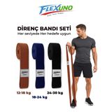 Flexuno Fitness Direnç Bandı 3 lü Set - Kas Geliştirme Pilates Egzersiz Bandı - Dokuma Kumaş Direnç Lastiği