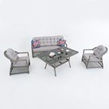 Flexy Crystal Üçlü Rattan Bahçe Oturma Grubu | Rehome Gri