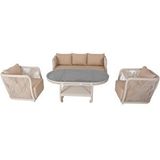 Flexy Psine | Üçlü Rattan Bahçe Oturma Grubu | 3+1+1+sehpalı Bahçe Takımı Naturel