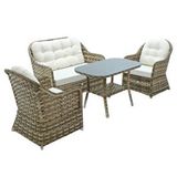 Flexy Radiance | Rehome Rattan Bahçe Oturma Grubu | 2+1+1+ Sehpa Kahverengi