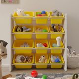 Flinder 12 Sepetli Çok Amaçlı Oyuncak Dolabı Montessori Dolap - Sarı