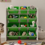 Flinder 12 Sepetli Çok Amaçlı Oyuncak Dolabı Montessori Dolap - Yeşil