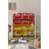 Flinder 12 Sepetli Kırmızı Ve Sarı Oyuncak Dolabı, Çok Amaçlı Dolap, Montessori Dolap Fln90009003sbd