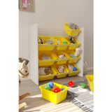 Flinder 12 Sepetli Sarı Oyuncak Dolabı, Çok Amaçlı Dolap, Montessori Dolap