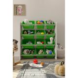 Flinder 12 Sepetli Yeşil Oyuncak Dolabı, Çok Amaçlı Dolap, Montessori Dolap Fln90009009sbd