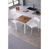 Flinder 2li Mutfak Seti Mutfak Masa ve Sandalye Seti Balkon Masası Cafe Seti - Ceviz - Beyaz