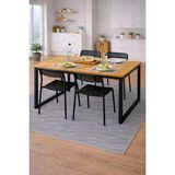 Flinder 5'li Mutfak Masa Takımı, 4 Sandalye ve 1 Masa, Yemek Odası, Bahçe Takımı, 4 Kişilik, Metal Ayaklı - Atlantik Çam - Siyah - Siyah - 70x120
