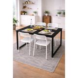 Flinder 5'li Mutfak Masa Takımı, 4 Sandalye ve 1 Masa, Yemek Odası, Bahçe Takımı, 4 Kişilik, Metal Ayaklı - Beyaz - Siyah - 70x120