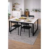 Flinder 5'li Mutfak Masa Takımı, 4 Sandalye ve 1 Masa, Yemek Odası, Bahçe Takımı, 4 Kişilik, Metal Ayaklı - Beyaz - Siyah - Siyah - 70x120