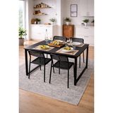 Flinder 5'li Mutfak Masa Takımı, 4 Sandalye ve 1 Masa, Yemek Odası, Bahçe Takımı, 4 Kişilik, Metal Ayaklı - Siyah - 70x120