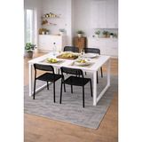 Flinder 5'li Mutfak Masa Takımı, 4 Sandalye ve 1 Masa, Yemek Odası, Bahçe Takımı, 4 Kişilik, Metal Ayaklı - Siyah - Beyaz - Beyaz - 70x120