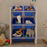 Flinder 6 Sepetli Çok Amaçlı Oyuncak Dolabı Montessori Dolap - Mavi