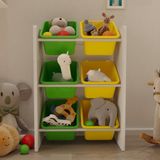 Flinder 6 Sepetli Çok Amaçlı Oyuncak Dolabı Montessori Dolap - Renkli