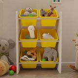 Flinder 6 Sepetli Çok Amaçlı Oyuncak Dolabı Montessori Dolap - Sarı