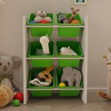 Flinder 6 Sepetli Çok Amaçlı Oyuncak Dolabı Montessori Dolap - Yeşil