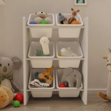 Flinder 6 Sepetli Montessori Oyuncak Dolabı | Çok Amaçlı Düzenleyici Dolap - Beyaz