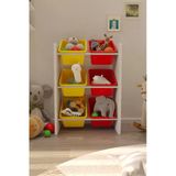 Flinder 6 Sepetli Sarı Ve Kırmızı Oyuncak Dolabı, Çok Amaçlı Dolap, Montessori Dolap Fln8009809sbd