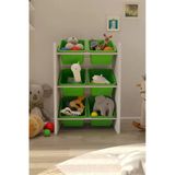 Flinder 6 Sepetli Yeşil Oyuncak Dolabı, Çok Amaçlı Dolap, Montessori Dolap Fln8012812sbd
