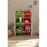 Flinder 6 Sepetli Yeşil Ve Kırmızı Oyuncak Dolabı, Çok Amaçlı Dolap, Montessori Dolap Fln8002802sbd