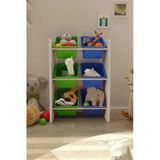 Flinder 6 Sepetli Yeşil Ve Mavi Oyuncak Dolabı, Çok Amaçlı Dolap, Montessori Dolap Fln8006806sbd