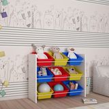 Flinder 9 Sepetli Çok Amaçlı Oyuncak Dolabı Montessori Dolap - Mavi