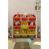 Flinder 9 Sepetli Kırmızı Ve Sarı Oyuncak Dolabı, Çok Amaçlı Dolap, Montessori Dolap Fln850085011sbd