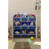 Flinder 9 Sepetli Montessori Oyuncak Dolabı | Çok Amaçlı Düzenleyici Dolap - Mavi Sepetli