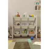 Flinder 9 Sepetli Oyuncak Dolabı, Çocuklara Uygundur, Çok Amaçlı Dolap, Beyaz Sepetli Fln85008501sbd
