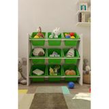 Flinder 9 Sepetli Yeşil Oyuncak Dolabı, Çok Amaçlı Dolap, Montessori Dolap Fln85008599sbd