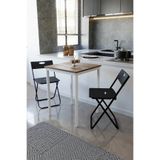 Flinder Balkon Bahçe 3’lü Bistro Set | 1 Masa + 2 Katlanır Sandalye – Atlantik Çam - Beyaz Ayak