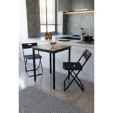 Flinder Balkon Bahçe 3’lü Bistro Set | 1 Masa + 2 Katlanır Sandalye – Atlantik Çam - Siyah Ayak