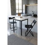 Flinder Balkon Bahçe 3’lü Bistro Set | 1 Masa + 2 Katlanır Sandalye – Beyaz - Siyah Ayak
