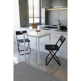 Flinder Balkon Bahçe 3’lü Bistro Set | 1 Masa + 2 Katlanır Sandalye – Beyaz