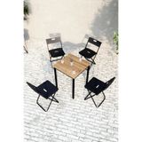 Flinder Balkon Bahçe 5’li Bistro Set | 1 Masa + 4 Katlanır Sandalye – Atlantik Çam - Siyah